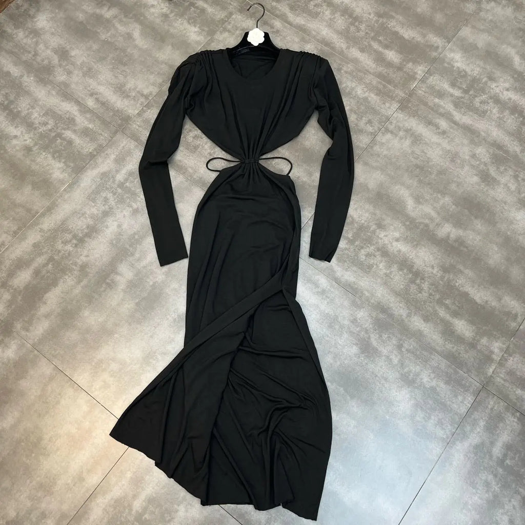 Spice Girl Style Dress with Binding Rope Slit